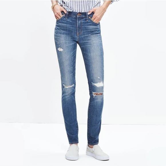 New Madewell 9" High Riser Skinny Skinny the‎ Rip and Repair Edition Size 25 - Picture 1 of 10